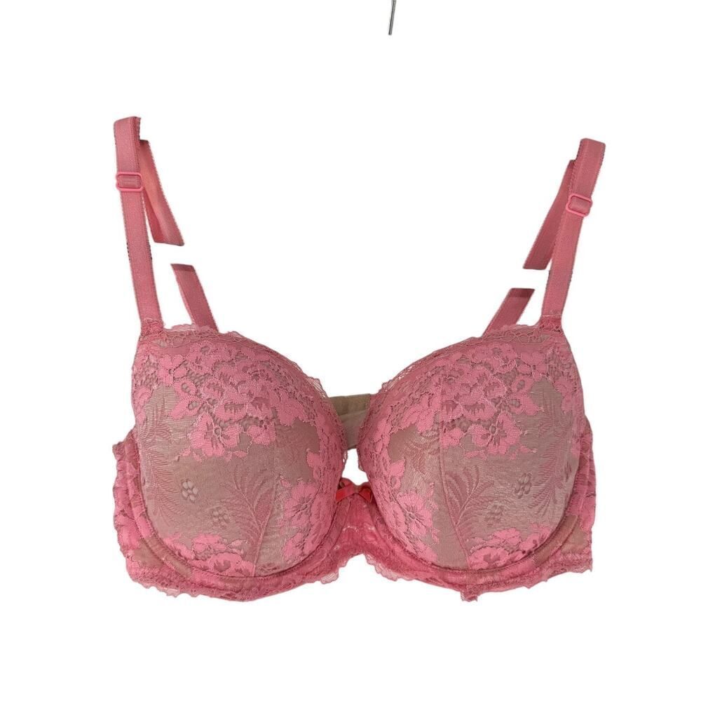 Victorias Secret Dream Angels Lined Demi Bra Size 34D Pink Underwired Sexy Lace